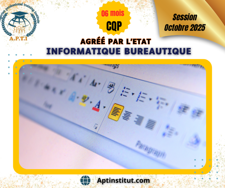 Initiation à l’informatique (Word, Excel, PowerPoint, …)